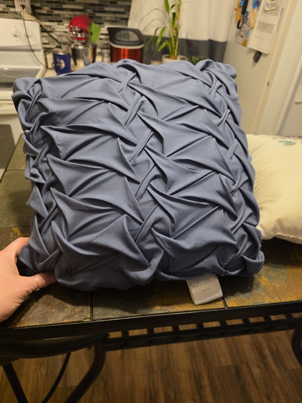 Decorative Pleated Throw Pillow - Blue